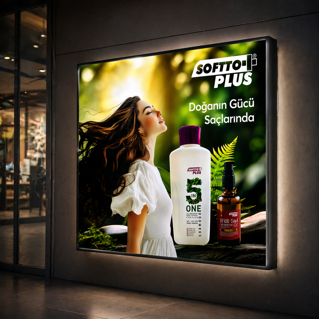 Softto Plus cephe lightbox gece görünümü – Meridyen Ajans